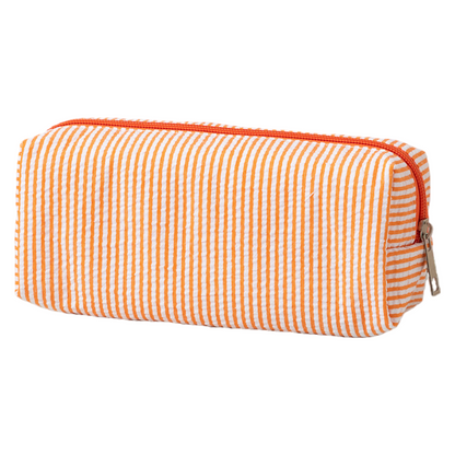 Seersucker Striped Makeup Pouch Travel Toiletry Bag Pencil Case