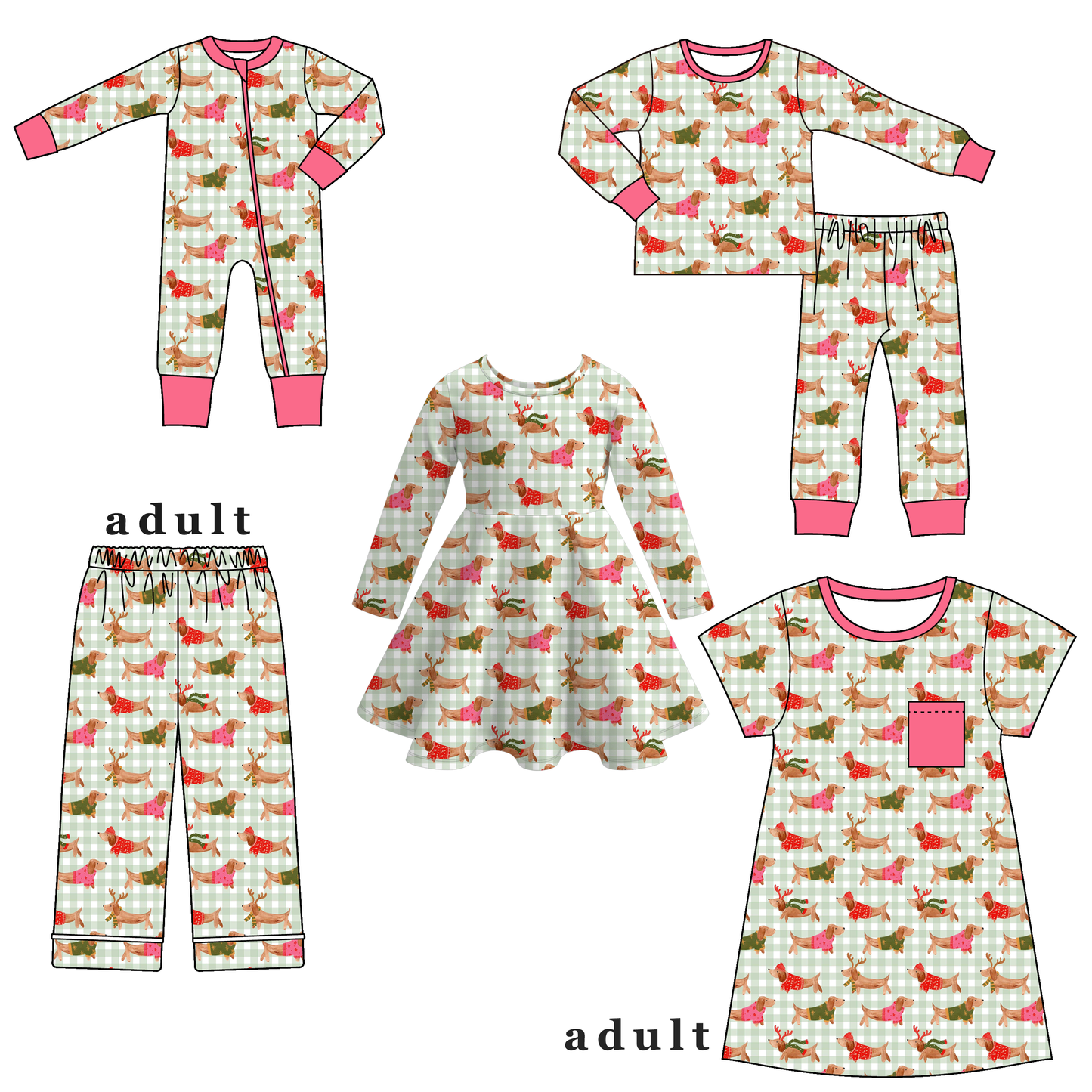 Christmas Winter Reindeer Print Family Pajama Collection