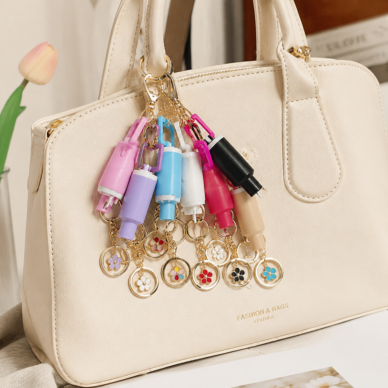Mini Tumbler Bag Charm Keychain – Colorful Plastic Cup Charm Accessory