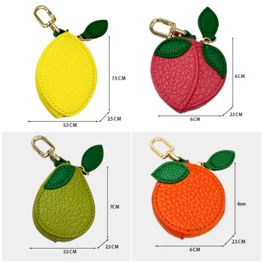 PU Leather Fruit-Shaped Mini Coin Pouch – Zipper Wallet Bag Charm