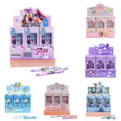 K-Pop Demon Hunter Cartoon Charactor Click Erasable Gel Pens 0.5mm Ink Set of 12 Stationery