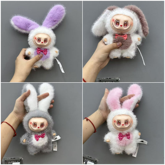Easter Bunny Bow Plush Key Chain Vinyl & Plush Rabbit Bag Charm Collectible Doll Accessory