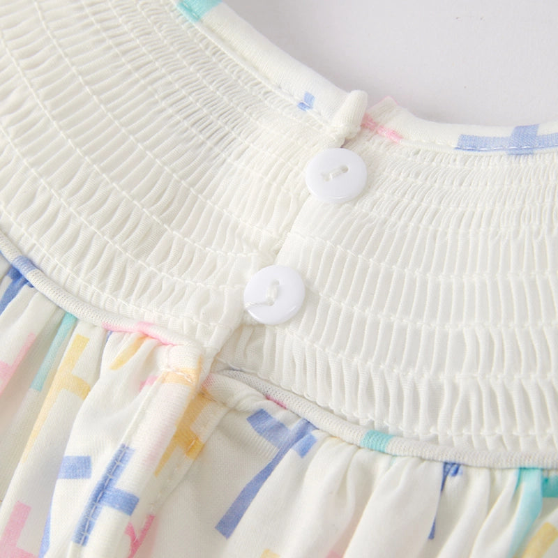 Toddler Girls Easter Cross Smocking Embroidery Dress