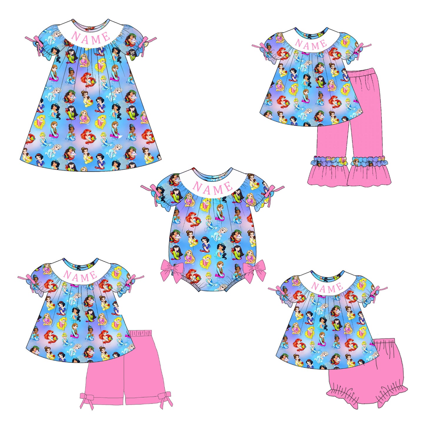 Personalized Smocked Princess Summer Collection | Custom Name Embroidery