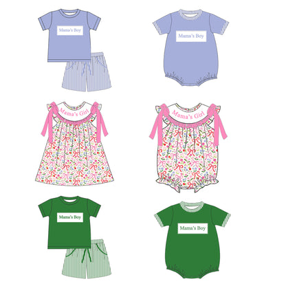 Mama’s Boy & Mama’s Girl Smocked Embroidery Kids Collection – Summer Mother’s Day Outfit Set & Bubble Romper