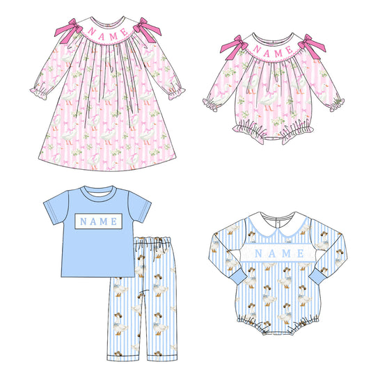 Kids Custom Name Gilly Goose Embroidery Smocks Sibling Clothes