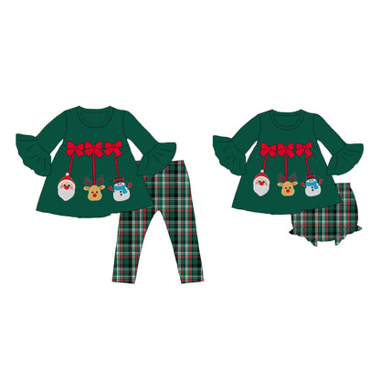 Christmas Embroidered Outfit Set – Santa, Reindeer & Snowman