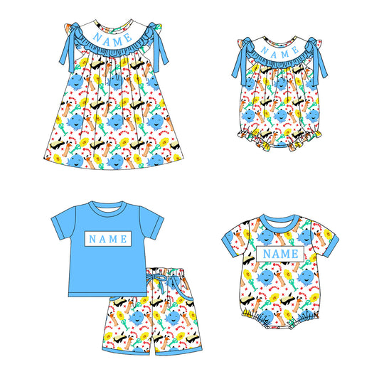Summer Oswald Smocked Embroidery Outfit | Personalized Name Collection
