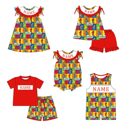 Spring Summer Sesame Smocked Embroidery Outfit Set with Custom Name – Kids Boutique Matching Clothes