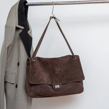 Slouchy Flap Shoulder Bag in Leather or Suede