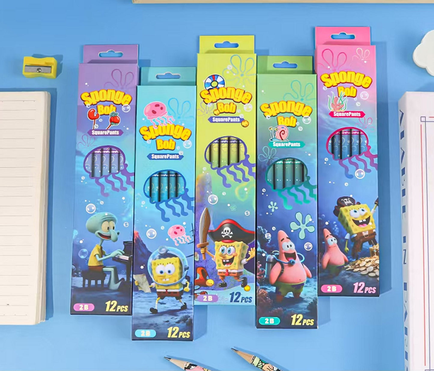 12pcs Cartoon Character 2B Pencils Set Sketching, Drawing & Writing Pencil Set