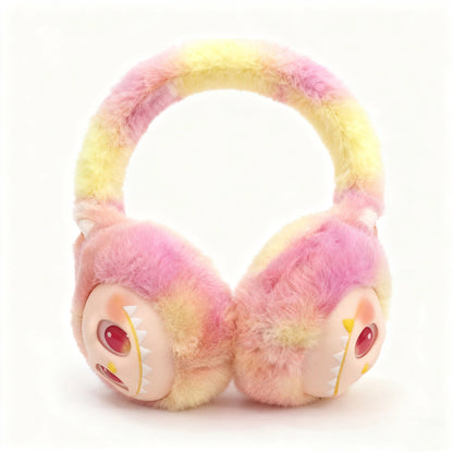 Winter Vinyl Labubu Tie Dyed Fuzzy Ear Muffs Warm Plush Earmuffs  Cozy Frost-Proof Ear Warmers