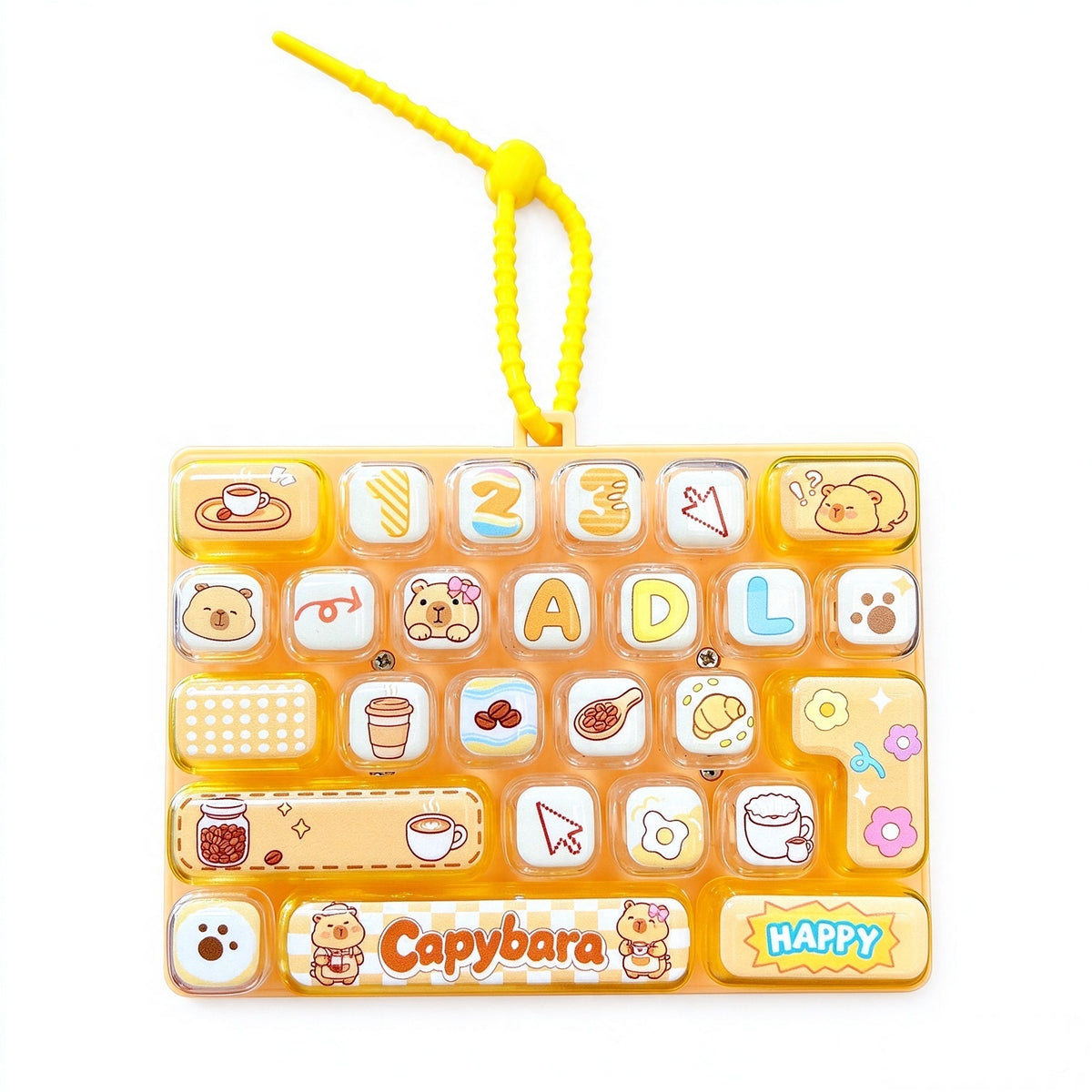 Transparent Dual-Color 26-Key Fidget Keyboard Keychain – Clicky Stress Relief Toy