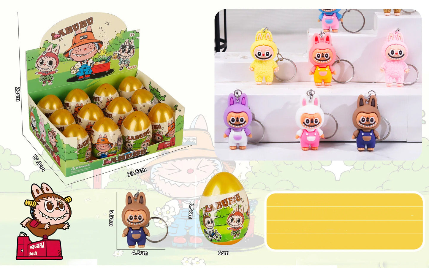 Surprise Egg Silicone Key Chain Blind Box Cute Cartoon Character Pendant