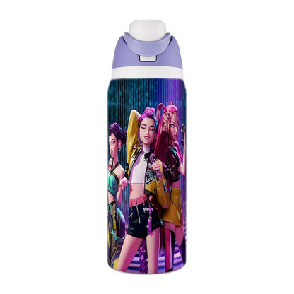 KPOP Demon Hunters 32oz Vacuum Insulated Stainless Steel Water Bottle Straw Cup Sports & Outdoor