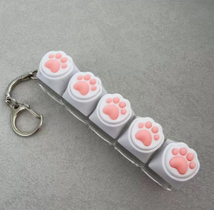 Silicone Cat Paw Keycap Stress Relief Keychain Keyboard-Style Pendant Charm