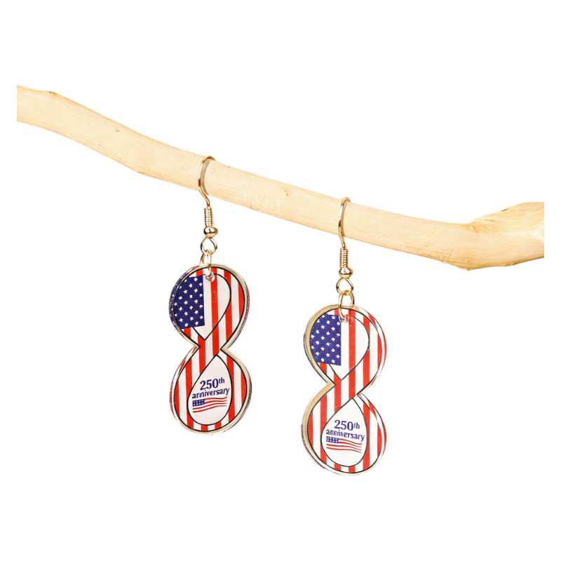 4th of July 250th Anniversary Patriotic USA Flag Acrylic Drop Earrings Holiday Jewelry