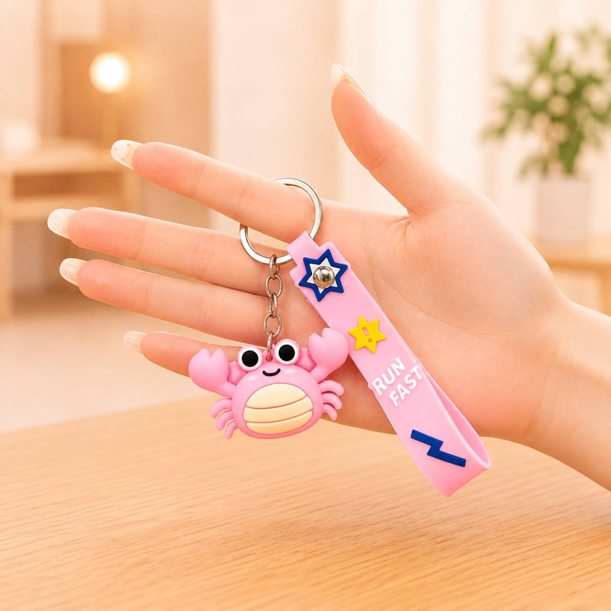 Cute Ocean Friends Silicone Keychain Set – Crab, Shell & Shark, 4-Piece Color Set