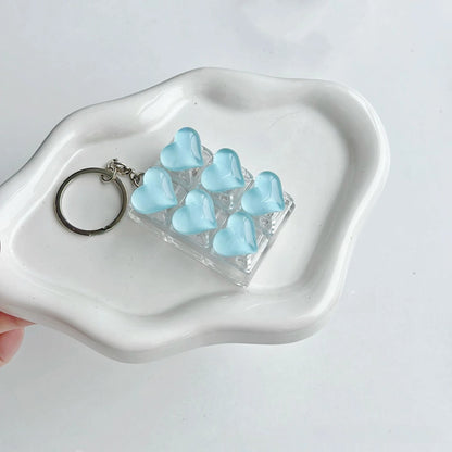 Ice-Translucent Heart Keycap Stress Relief Keychain Keyboard-Style Pendant Charm