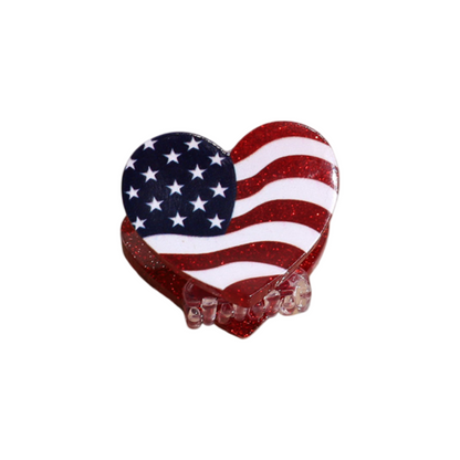 4th of July USA Flag Mini Claw Clips & Half-Moon Hair Claw Patriotic Hair Accessories