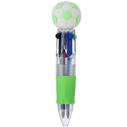 Mini 4-Color Ballpoint Pen with Sports Ball Top (Soccer, Basketball, Football)Click Retractable Planner Pen