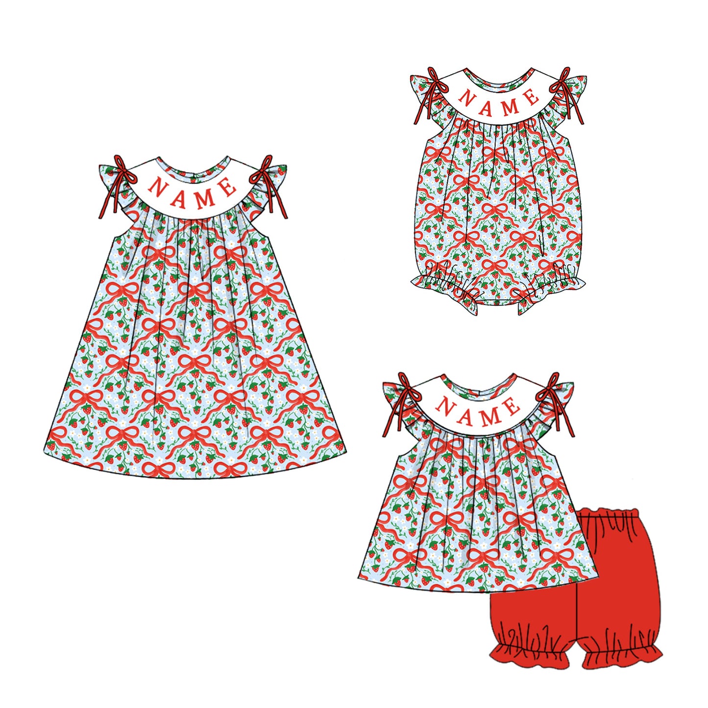 2026 Spring Strawberry Bow Collection | Personalized Smocked Kidswear