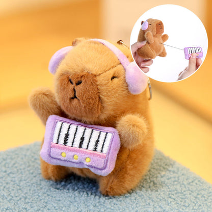 Interactive Capybara Plush Keychain – Pull-String Wiggling Bag Charm