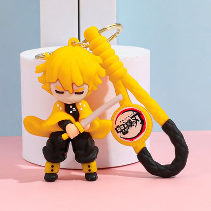 Cartoon Demon Slayer Silicone Keychain Pokémon Mini Figure Bag Charm Pendant