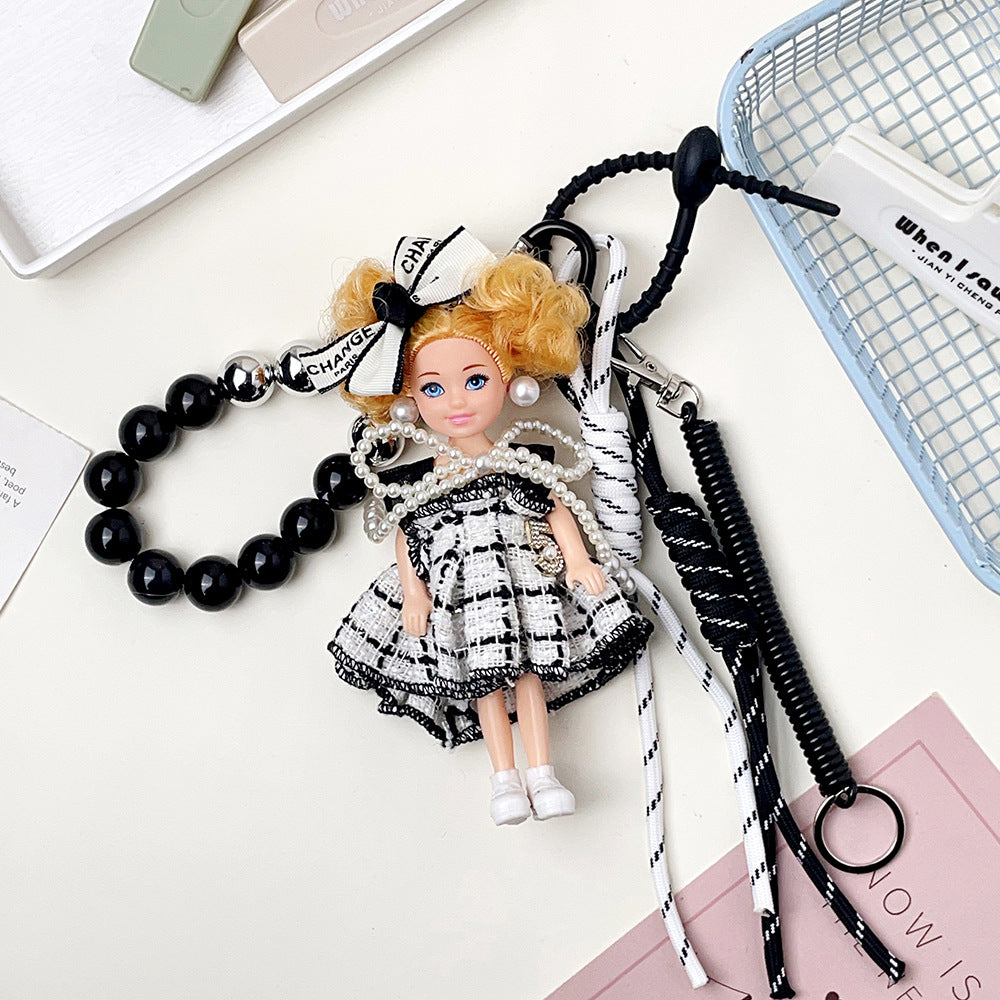Chic Fashion Doll Keychain Cute Knitted Cartoon Doll Bag Charm Pendant Accessory