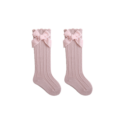 Baby Girls Knee High Mesh Breathable Spring & Summer Princess Socks with Bow