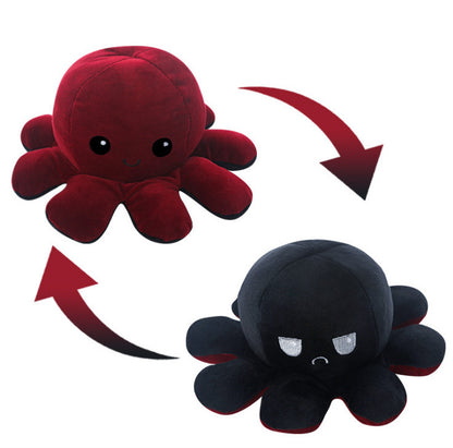 Reversible Octopus Plush Toy – Double-Sided Mood & Emotion Stuffed Animal