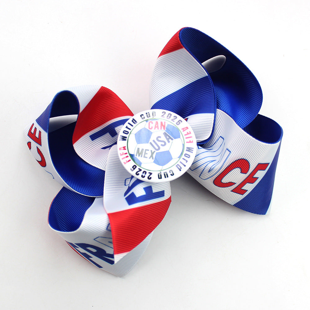 5.5-inch Double-Layer World Cup Ribbon Bow Hair Clip for USA, Canada & Mexico