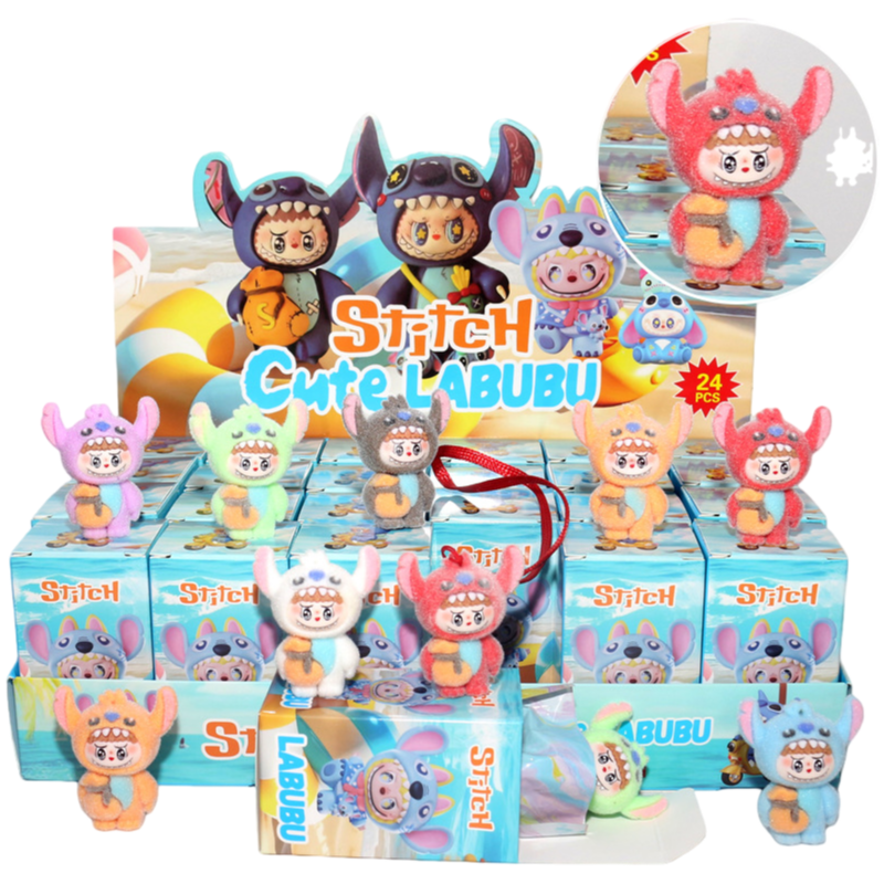 Flocked Cartoon Character Blind Box Collectibles Mini Display Figurines & Hanging Charms Assorted Styles
