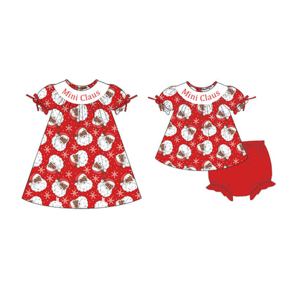 Girls Christmas Santa"Mini Claus" Smock Embroidery Collection Outfit