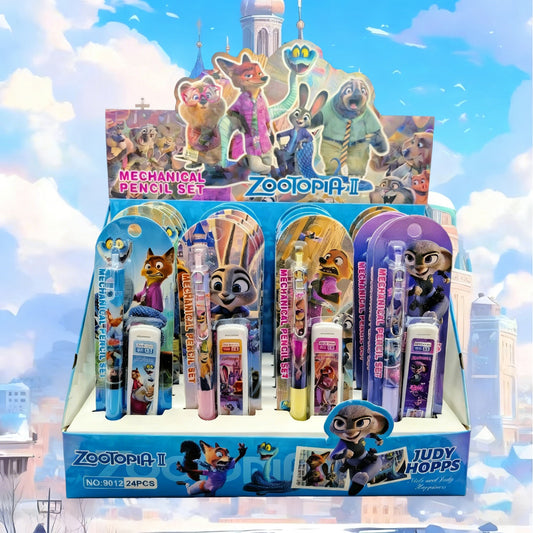 Zootopia 2 Cartoon Mechanical Pencil Set with Lead Refills No-Sharpen Click-Action Design