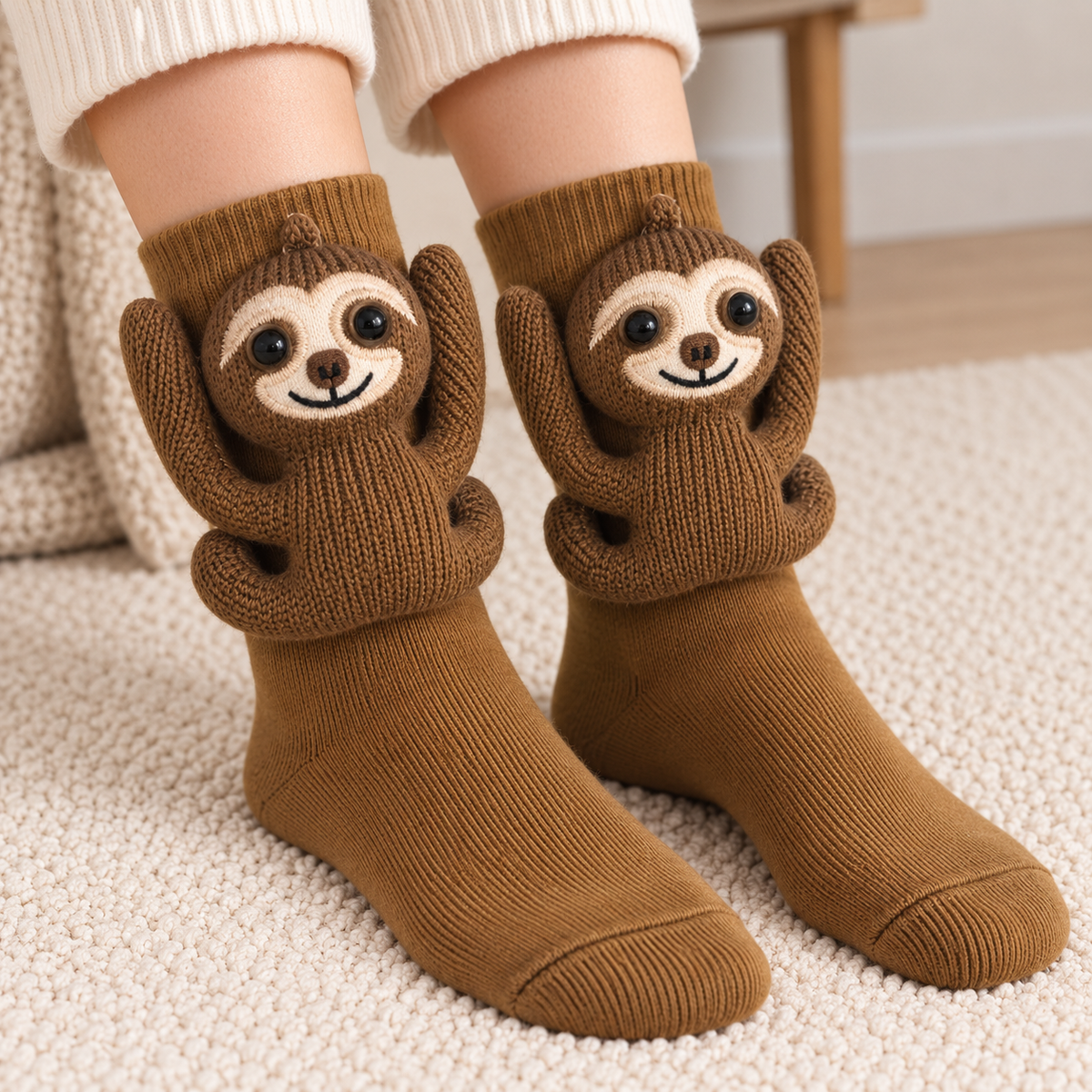 3D Animal Character Knit Crew Socks – Funny Cozy Socks for Everyday Lounging & Gifts