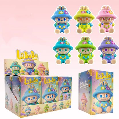 Labubu Yoga Flocked Vinyl Figure Collectible Toy Blind Box Surprise Trendy Desk Decor 6Pcs