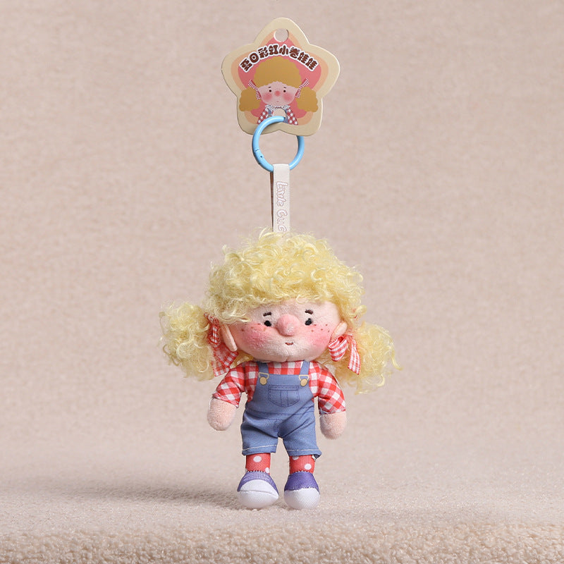 Curly Hair Plush Doll Bag Charm – Cute Character Keychain