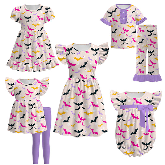 Family Halloween Bat Print Cozy Sibling Soft Clothes