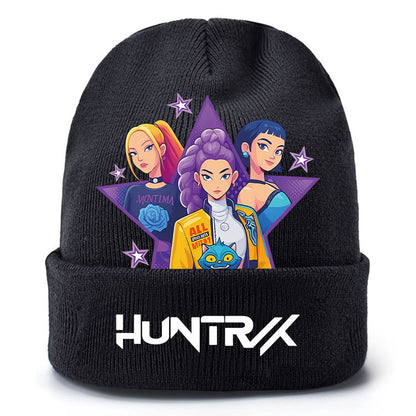 K-Pop Demon Hunters Knit Beanie Cozy Plush Lined Pull-On Hat for Spring & Winter Unisex Street Style
