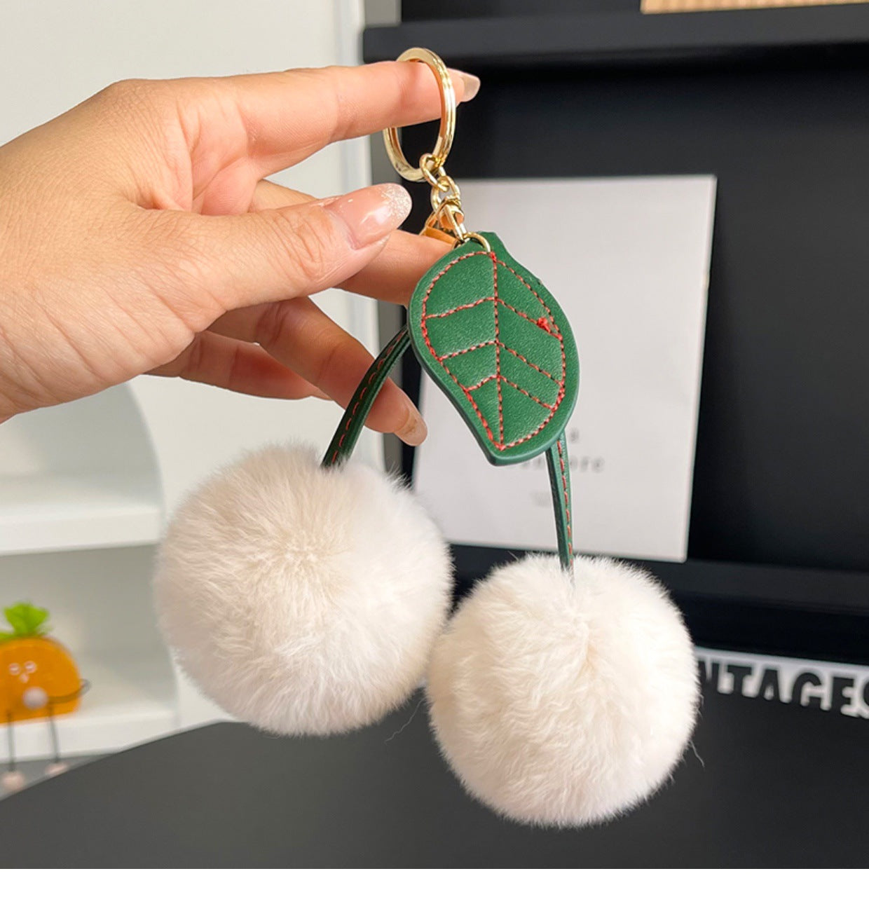 Cherry Plush Bag Pendant Lovely Keychain Cartoon Keyring Accessory