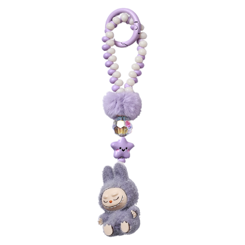 Labubu Beaded Keychain Long Strap Bag Charm Phone Lanyard Key Ring Accessory