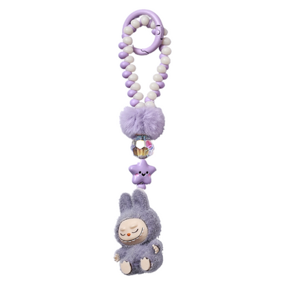 Labubu Beaded Keychain Long Strap Bag Charm Phone Lanyard Key Ring Accessory