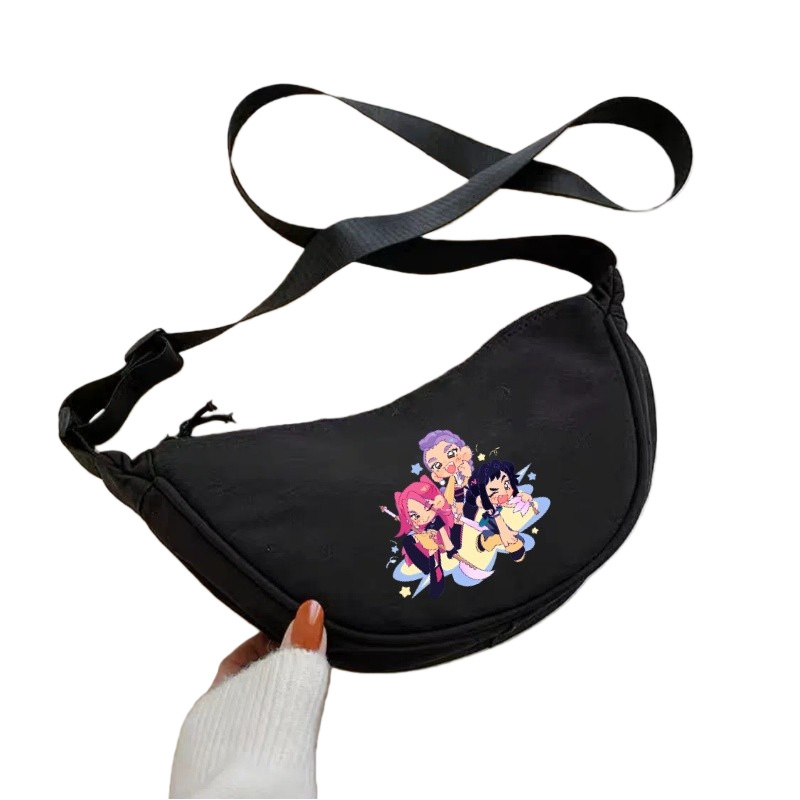 K-Pop Demon Hunters Saja Boys Print Shoulder Bag Crossbody Messenger Half-Moon Bag