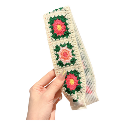 Knit Floral Cottagecore Headband for Girls Strawberry Sunflower Pattern Hair Accessory