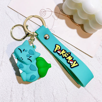 Cartoon Pikachu Silicone Keychain Figure Bag Charm Pendant