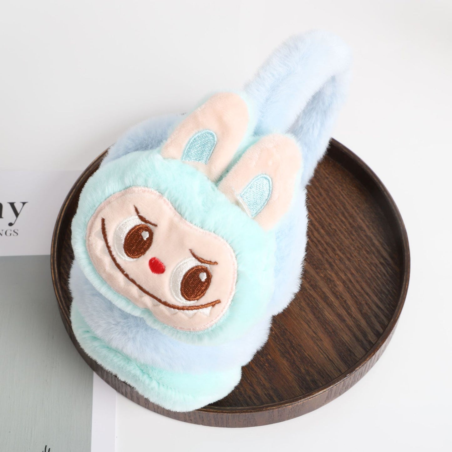Winter Labubu Tie Dyed Fuzzy Ear Muffs Warm Plush Earmuffs  Cozy Frost-Proof Ear Warmers