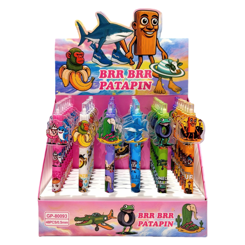 Cartoon Insert Click Gel Pens – Assorted Themes, Smooth Writing | Box of 48