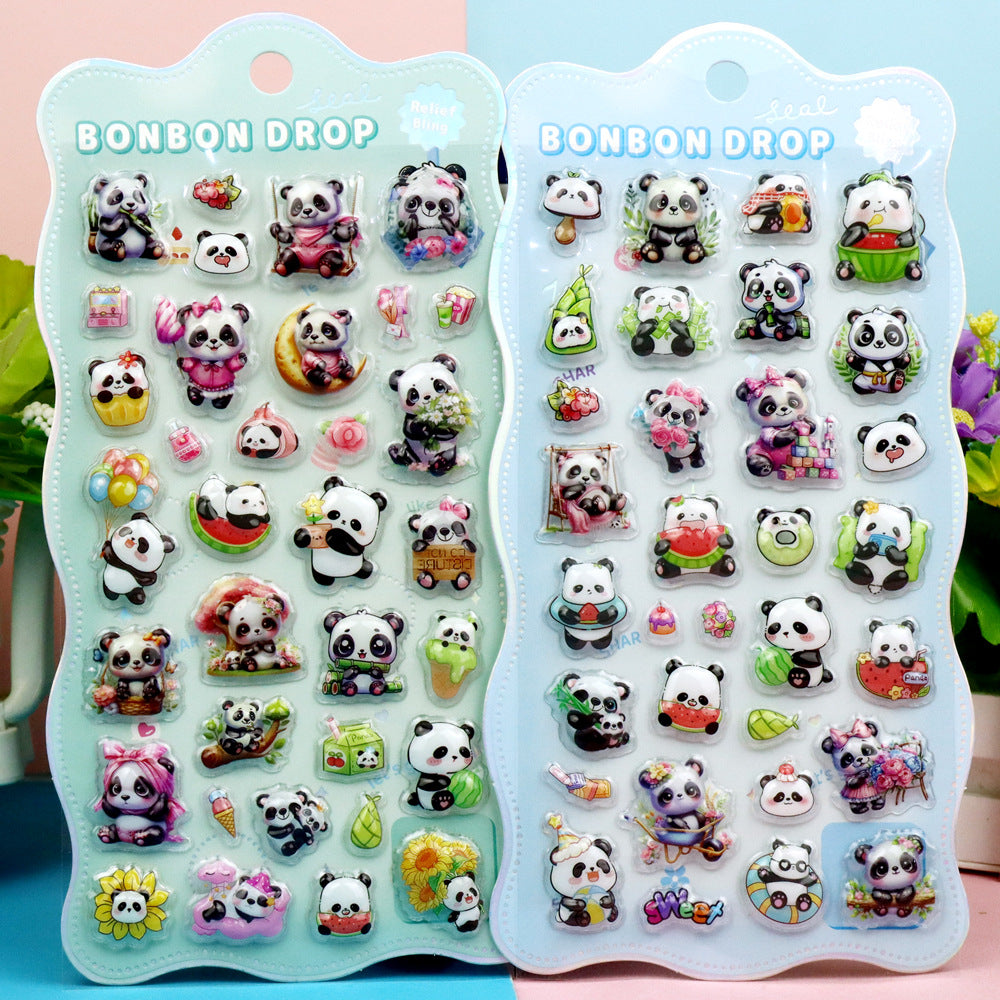 K-Pop Demon Hunters 3D Puffy Kids Cartoon Panda Layered DIY Anime Movie Merchandise Stickers