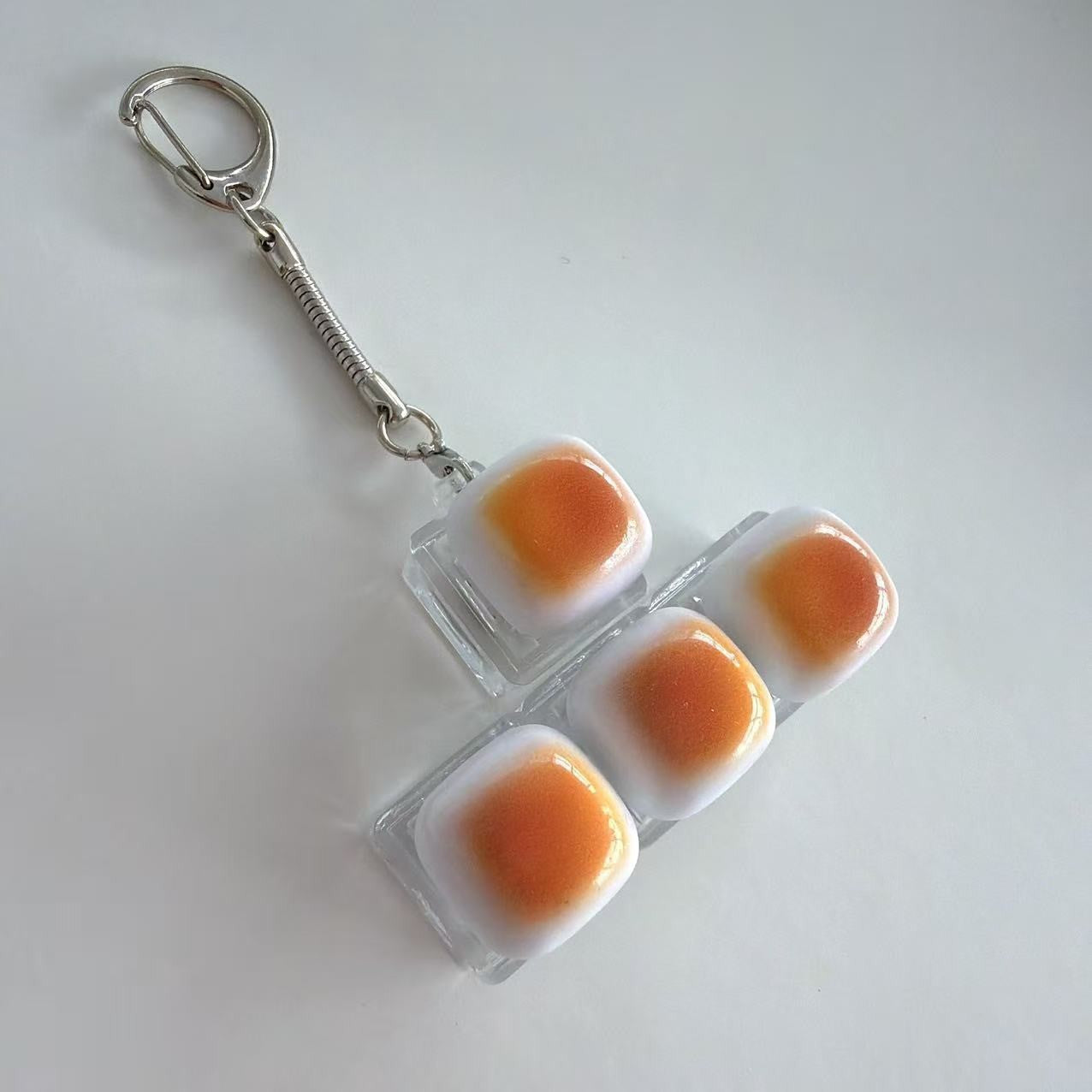 Caramel Mini Toast Cube Keycap Stress Relief Keychain Squishy Keyboard Button Charm